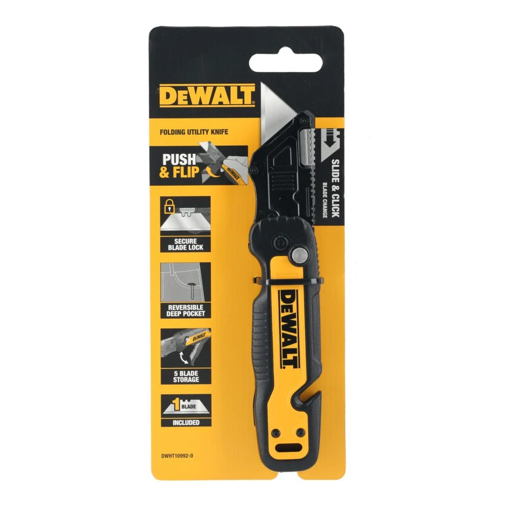 DeWalt sklápací nôž s pevnou čepeľou a zásobníkom DWHT10992-0