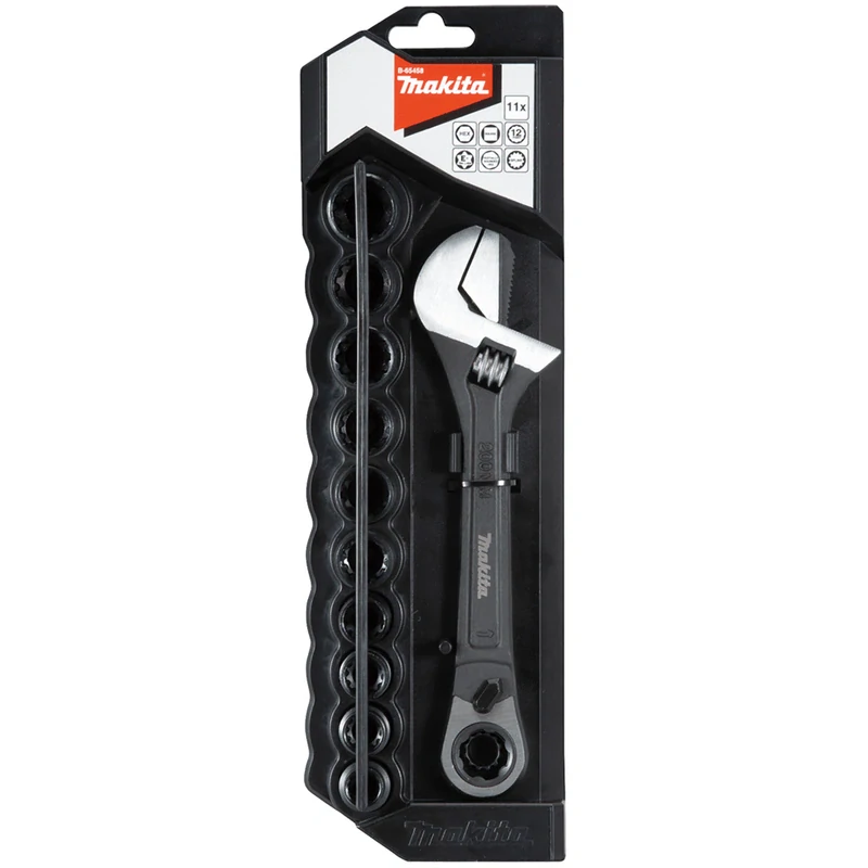 Makita B-65458 – nastaviteľný vidlicový kľúč s račňou, sada 10 ks